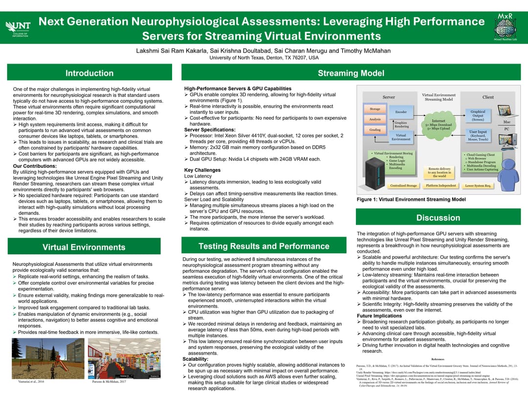 Next Generation Neurophysiological Assessments: Leveraging High Performance Servers for Streaming Virtual Environments